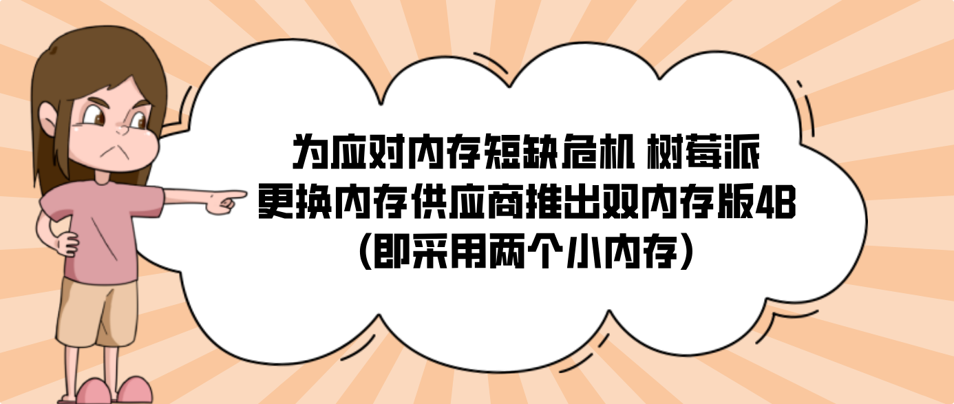 为应对内存短缺危机 树莓派更换内存供应商推出双内存版4B(即采用两个小内存)